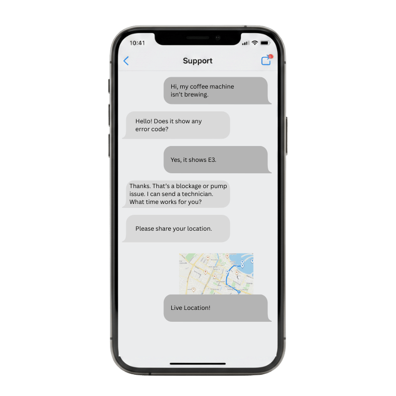 Coffee machine-Support chat