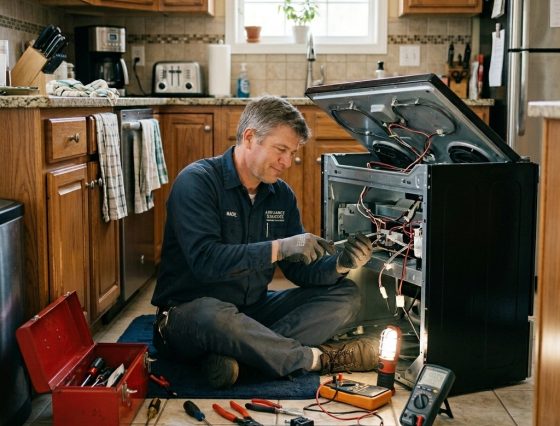 Man_repairing_electric_stove_