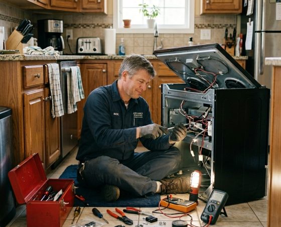 Man_repairing_electric_stove_